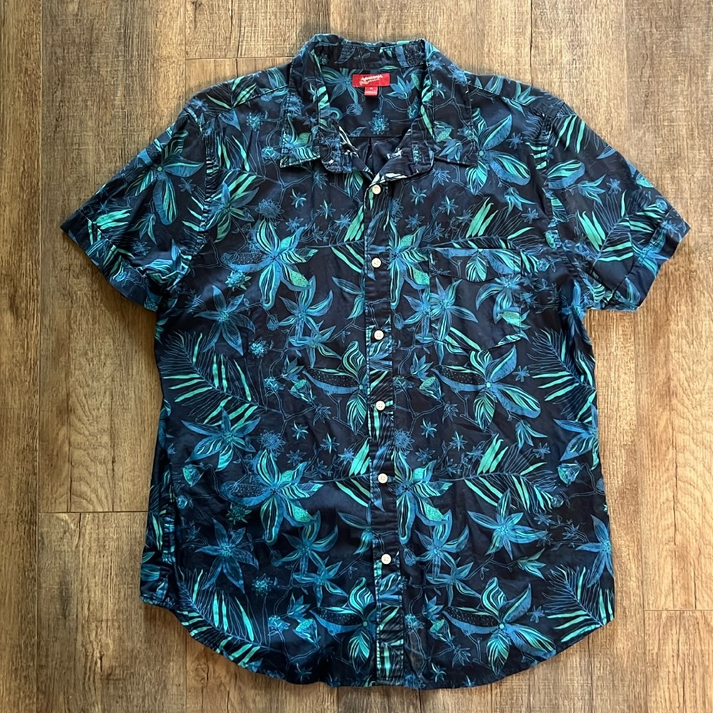 Arizona Men’s Hawaiian Short Sleeve Button-Down- XL